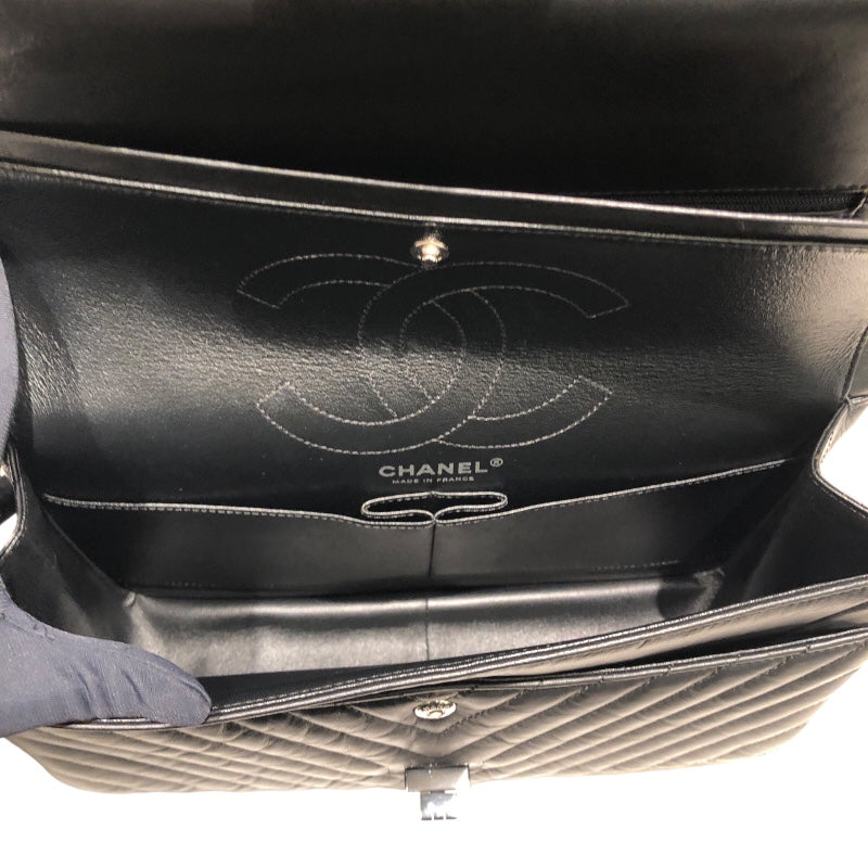 シャネル CHANEL 2.55Vステッチフラップバッグ A37587 ブラック　ブラック金具 カーフ レディース ショルダーバッグ