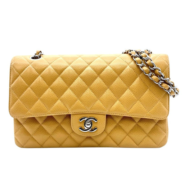 シャネル CHANEL マトラッセ25 A01112 ベージュ シルバー金具 キャビアスキン レディース ショルダーバッグ