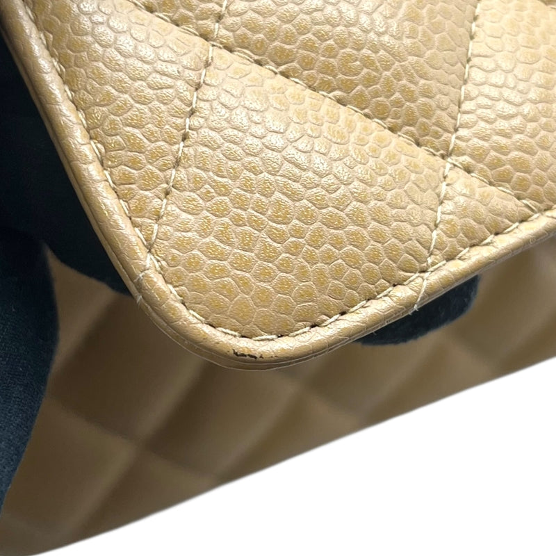 シャネル CHANEL マトラッセ25 A01112 ベージュ シルバー金具 キャビアスキン レディース ショルダーバッグ