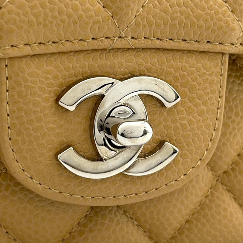 シャネル CHANEL マトラッセ25 A01112 ベージュ シルバー金具 キャビアスキン レディース ショルダーバッグ