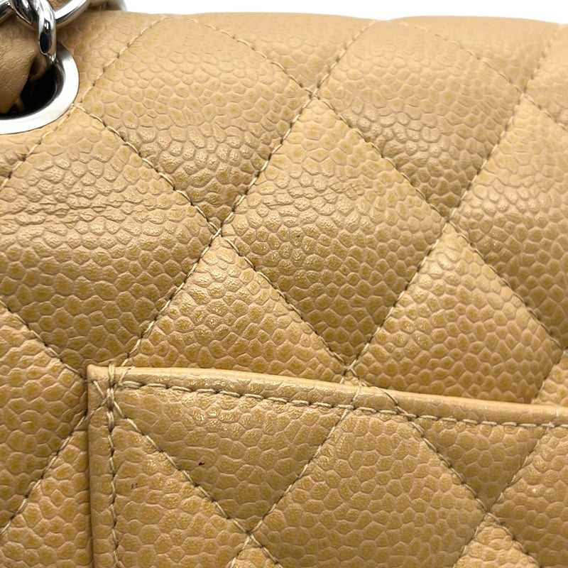 シャネル CHANEL マトラッセ25 A01112 ベージュ シルバー金具 キャビアスキン レディース ショルダーバッグ