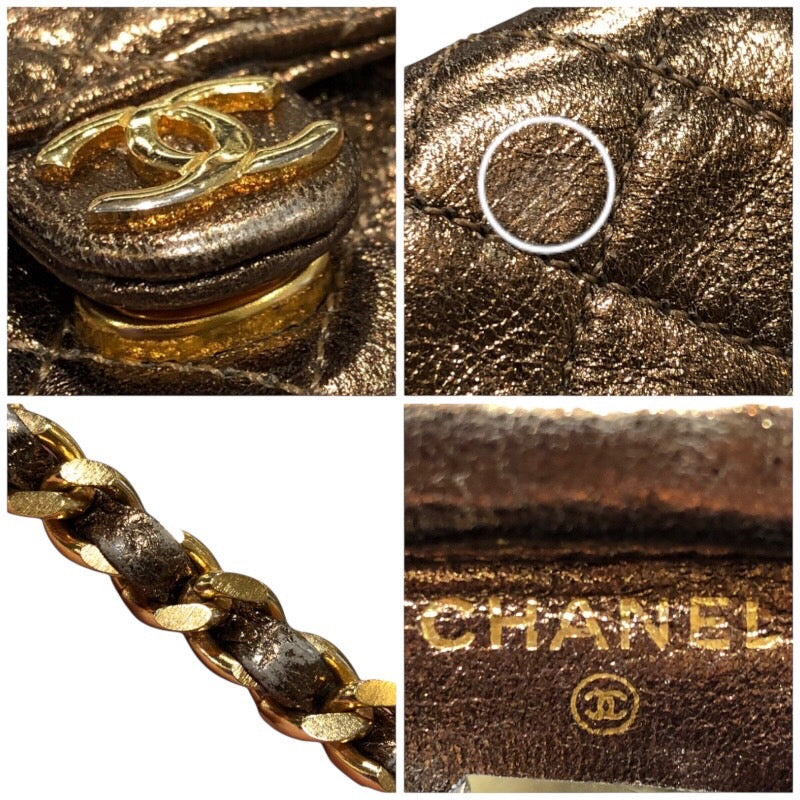 シャネル CHANEL ミニミニマトラッセショルダー ゴールド　ゴールド金具 ラム レディース ショルダーバッグ