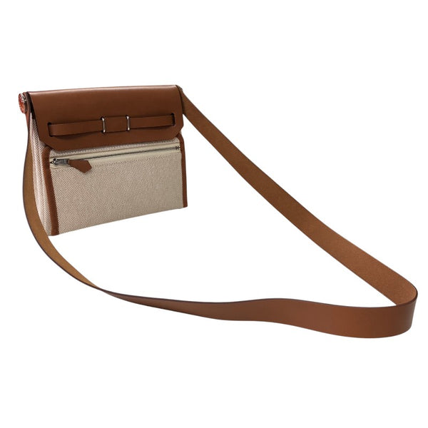 エルメス HERMES エールバッグジップミニ W刻 エクリュ・ゴールド シルバー金具 トワル・ハンター レディース ショルダーバッグ