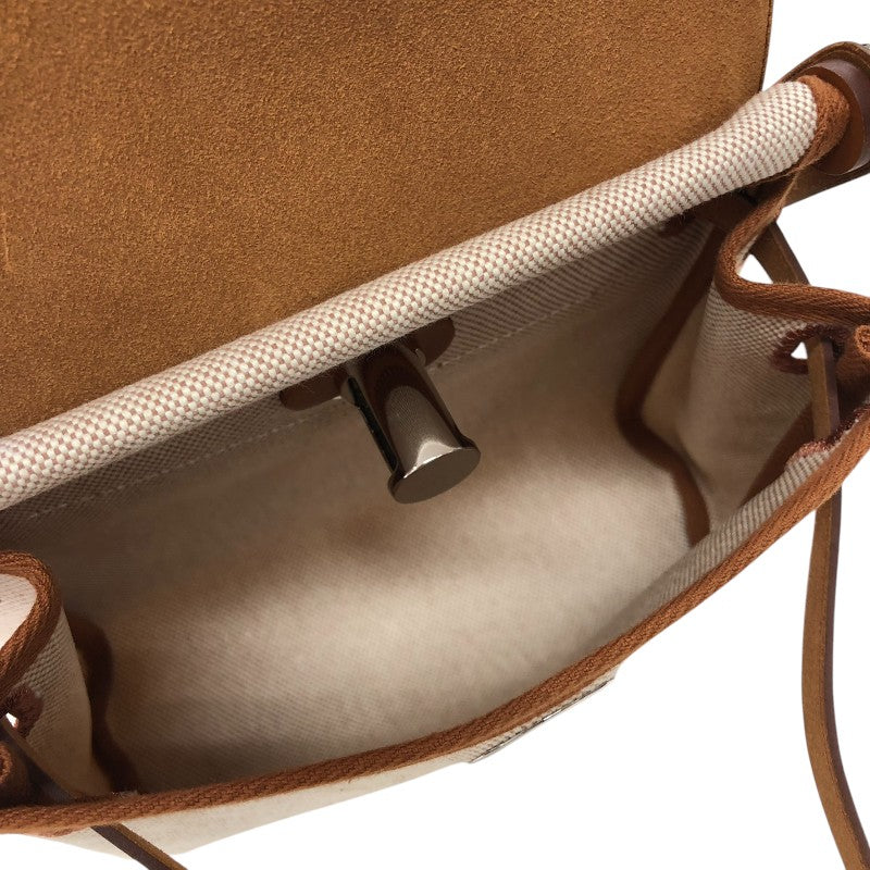 エルメス HERMES エールバッグジップミニ W刻 エクリュ・ゴールド シルバー金具 トワル・ハンター レディース ショルダーバッグ