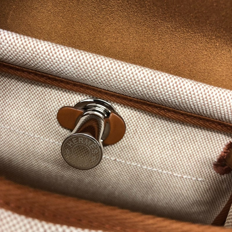 エルメス HERMES エールバッグジップミニ W刻 エクリュ・ゴールド シルバー金具 トワル・ハンター レディース ショルダーバッグ