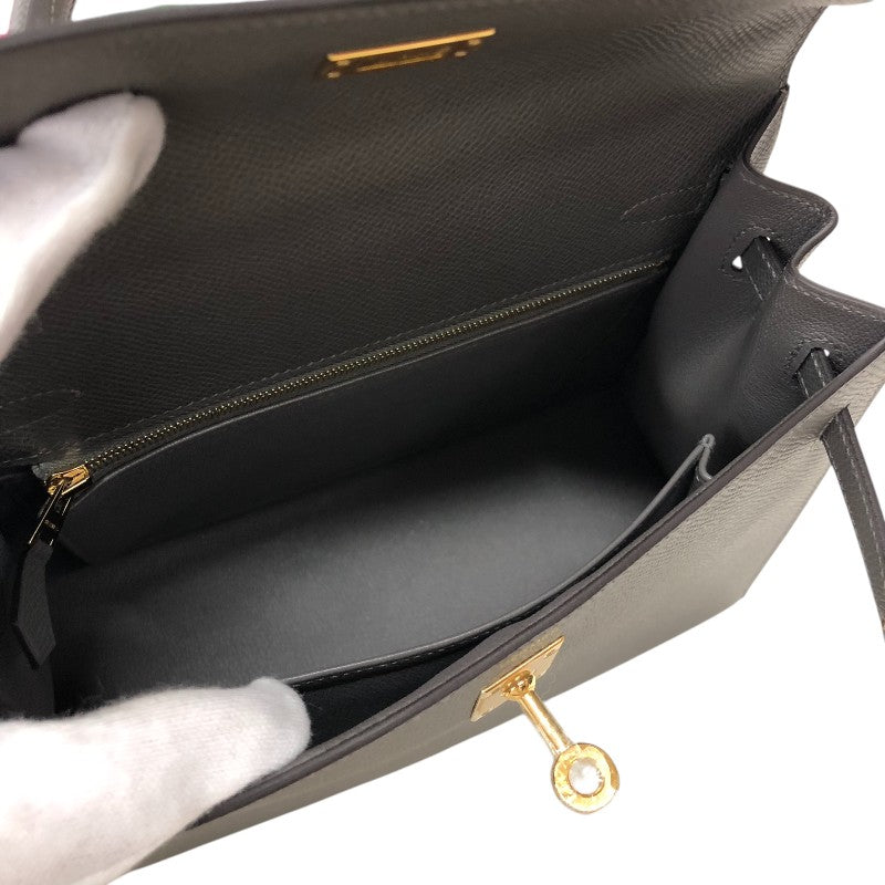 エルメス HERMES ケリ－25 外縫い W刻 グリメイヤー ゴールド金具 エプソン レディース ハンドバッグ