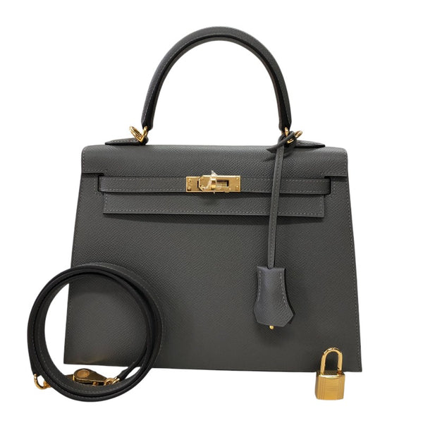 エルメス HERMES ケリ－25 外縫い W刻 グリメイヤー ゴールド金具 エプソン レディース ハンドバッグ