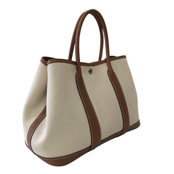 エルメス HERMES ガーデンパーティTPM D刻印 エクリュ/ゴールド シルバー金具 トワル・ネゴンダ レディース トートバッグ