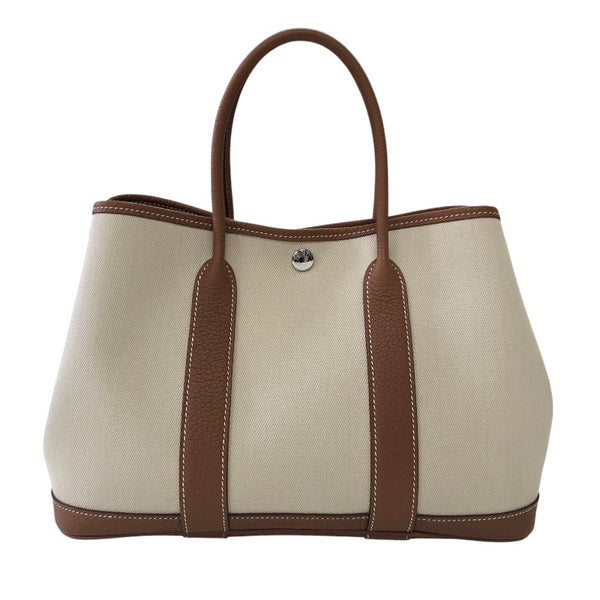 エルメス HERMES ガーデンパーティTPM D刻印 エクリュ/ゴールド シルバー金具 トワル・ネゴンダ レディース トートバッグ