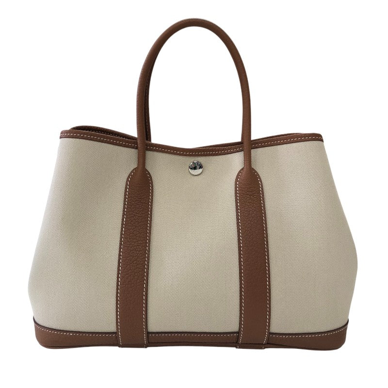エルメス HERMES ガーデンパーティTPM D刻印 エクリュ/ゴールド シルバー金具 トワル・ネゴンダ レディース トートバッグ