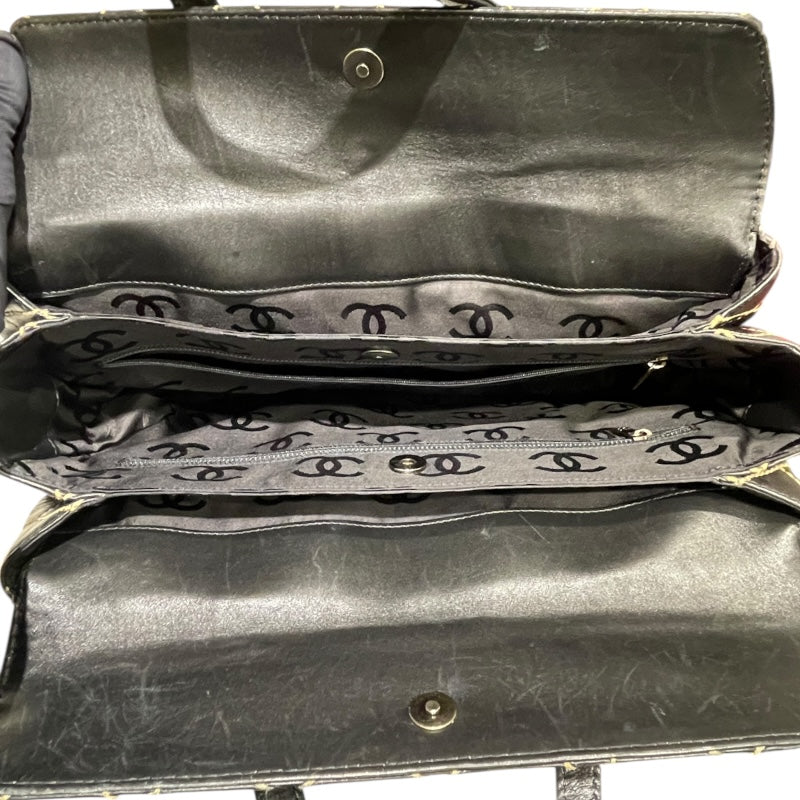 シャネル CHANEL ワイルドステッチ トートバッグ ブラック×ゴールド金具 カーフレザー レディース ショルダーバッグ