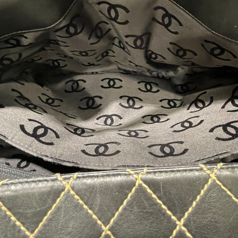 シャネル CHANEL ワイルドステッチ トートバッグ ブラック×ゴールド金具 カーフレザー レディース ショルダーバッグ