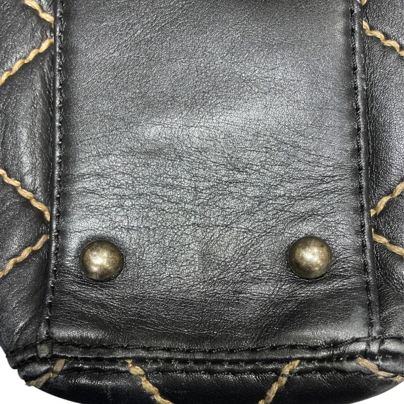 シャネル CHANEL ワイルドステッチ トートバッグ ブラック×ゴールド金具 カーフレザー レディース ショルダーバッグ