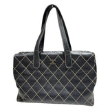 シャネル CHANEL ワイルドステッチ トートバッグ ブラック×ゴールド金具 カーフレザー レディース ショルダーバッグ