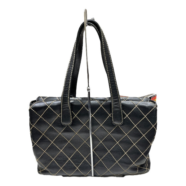 シャネル CHANEL ワイルドステッチ トートバッグ ブラック×ゴールド金具 カーフレザー レディース ショルダーバッグ