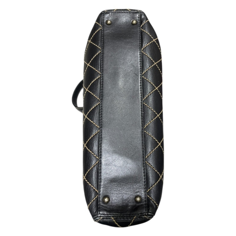 シャネル CHANEL ワイルドステッチ トートバッグ ブラック×ゴールド金具 カーフレザー レディース ショルダーバッグ