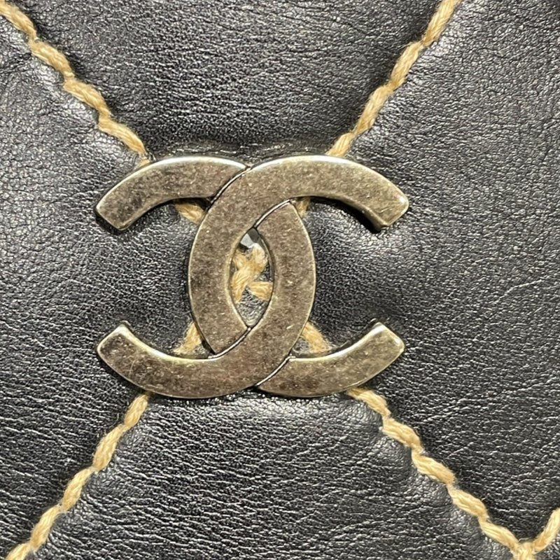 シャネル CHANEL ワイルドステッチ トートバッグ ブラック×ゴールド金具 カーフレザー レディース ショルダーバッグ