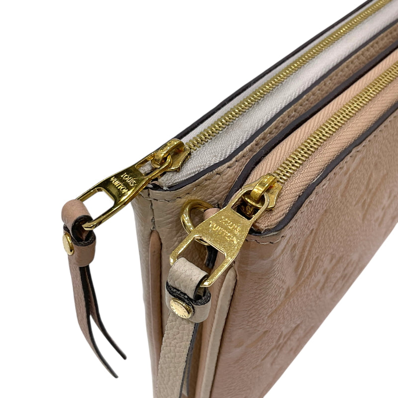 ルイ・ヴィトン LOUIS VUITTON ポシェット・ドゥーブルジップ M63919 ベージュ×アイボリー モノグラム・アンプラントレザー レディース ショルダーバッグ