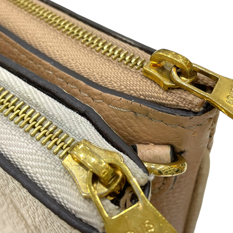 ルイ・ヴィトン LOUIS VUITTON ポシェット・ドゥーブルジップ M63919 ベージュ×アイボリー モノグラム・アンプラントレザー レディース ショルダーバッグ