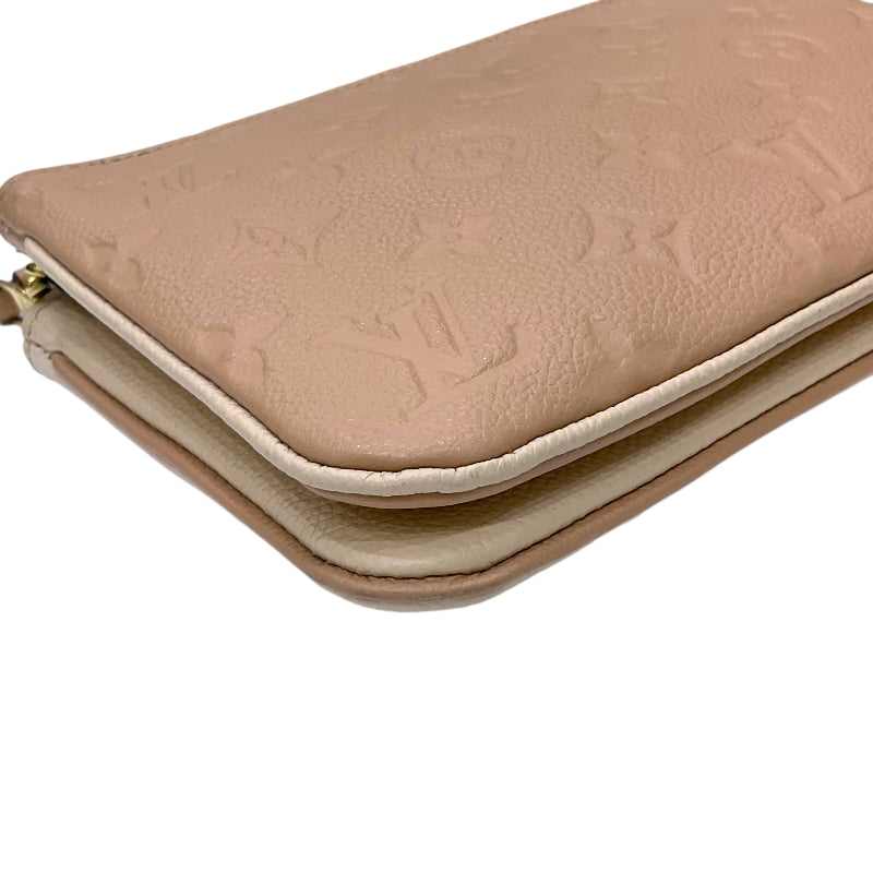 ルイ・ヴィトン LOUIS VUITTON ポシェット・ドゥーブルジップ M63919 ベージュ×アイボリー モノグラム・アンプラントレザー レディース ショルダーバッグ