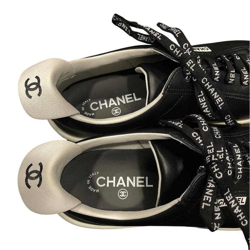 シャネル CHANEL ココマークレザーローカットスニーカー G34145 ブラック レザー メンズ スニーカー