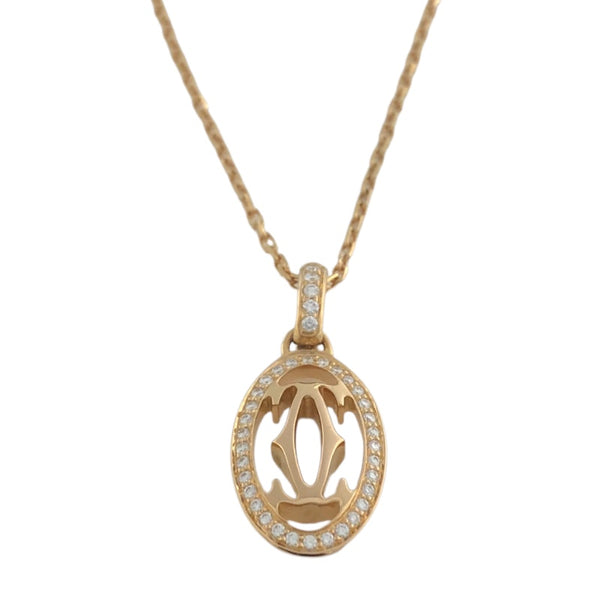 カルティエ Cartier ロゴドゥーブルダイヤネックレス Au750　ダイヤモンド ジュエリー