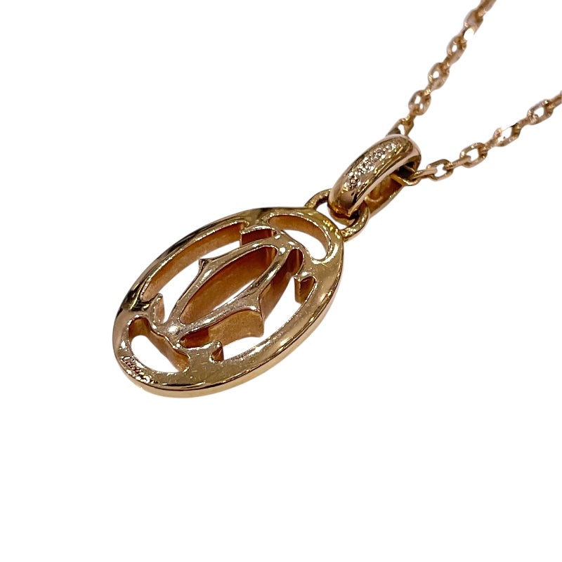 カルティエ Cartier ロゴ ドゥーブル ダイヤモンド ネックレス K18PG ジュエリー