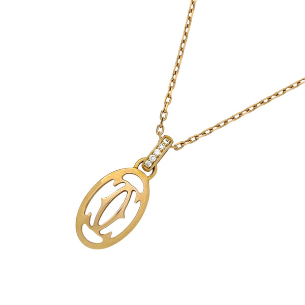 カルティエ Cartier ロゴ ドゥーブル ダイヤモンド ネックレス K18PG ジュエリー