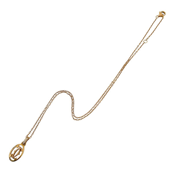 カルティエ Cartier ロゴ ドゥーブル ダイヤモンド ネックレス K18PG ジュエリー