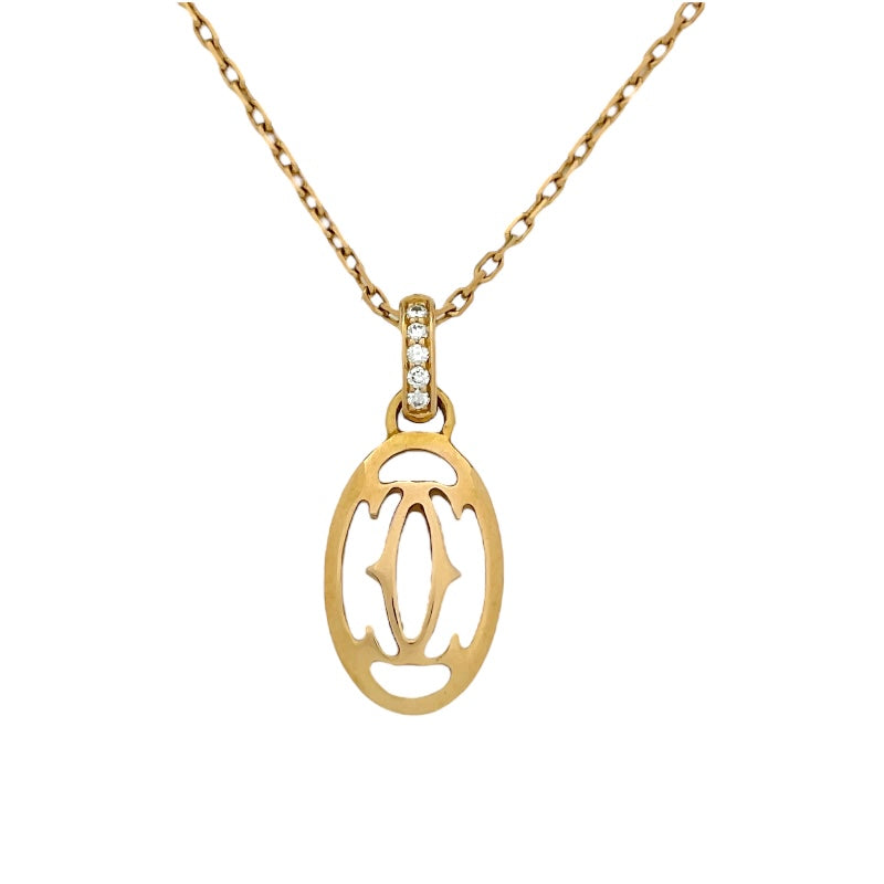 カルティエ Cartier ロゴ ドゥーブル ダイヤモンド ネックレス K18PG ジュエリー