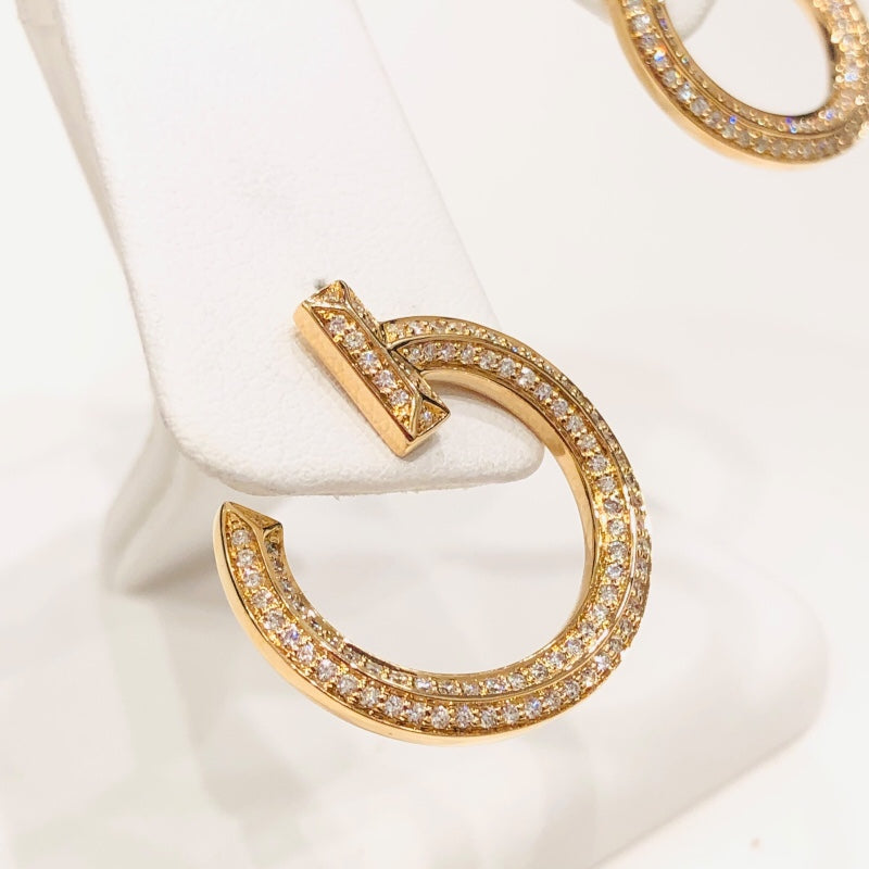ティファニー TIFFANY＆CO Tワンオープンフープピアス K18ピンクゴールド ジュエリー