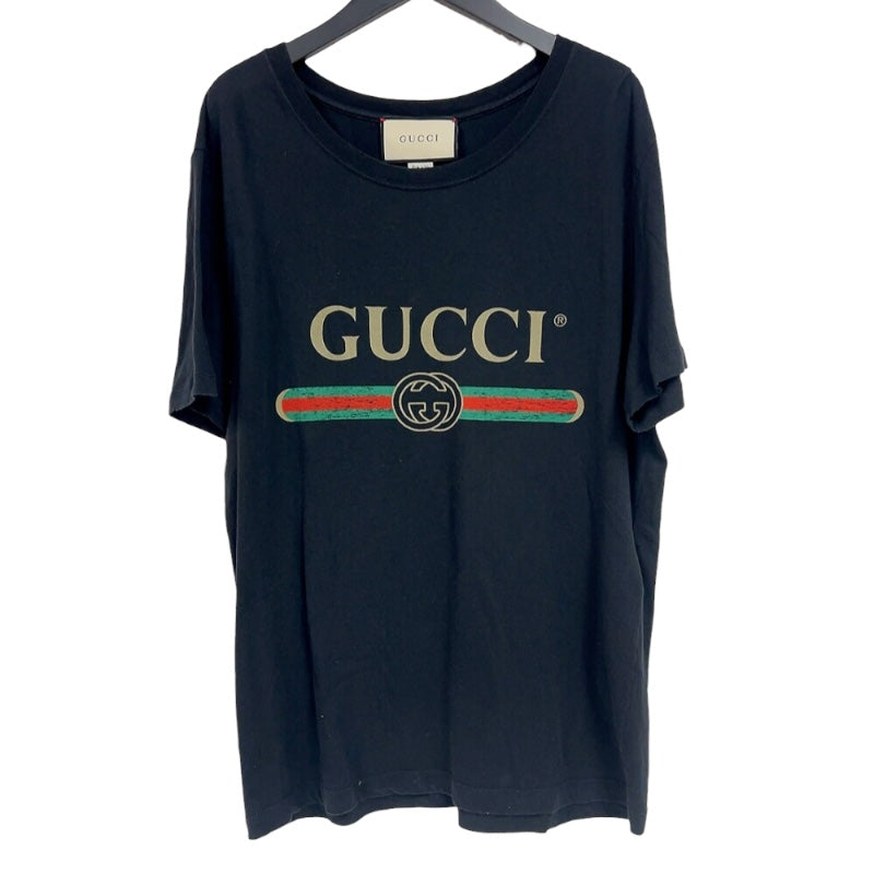 グッチ GUCCI ロゴプリントTシャツ　SS 440103 ブラック コットン メンズ 半袖Ｔシャツ