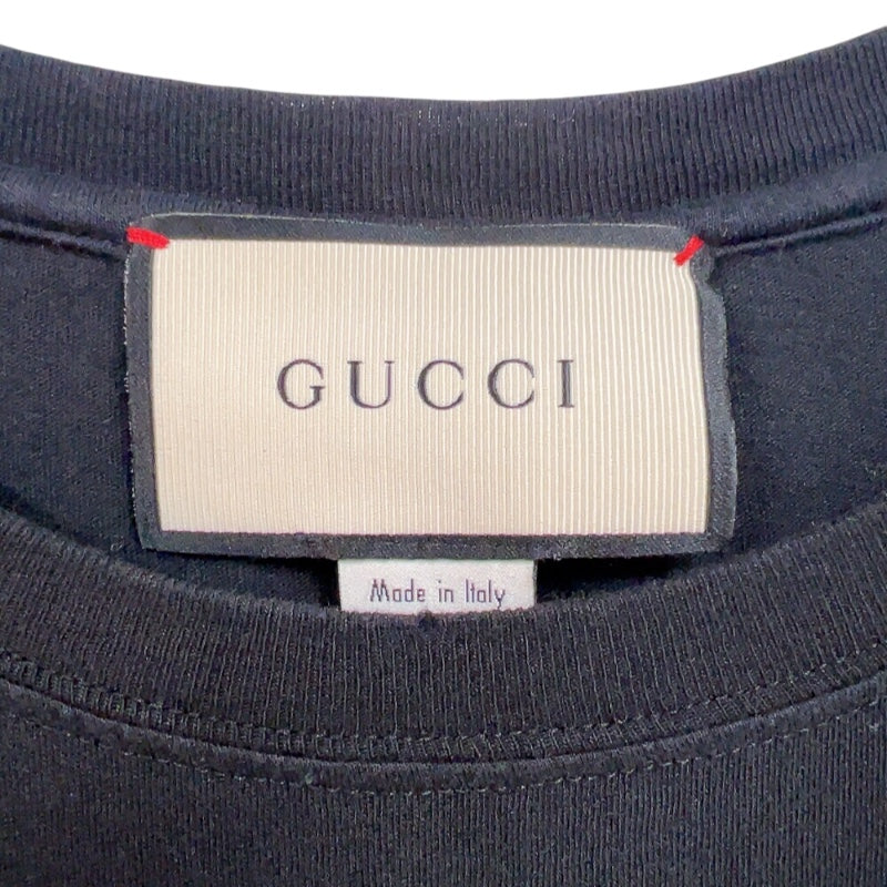 グッチ GUCCI ロゴプリントTシャツ　SS 440103 ブラック コットン メンズ 半袖Ｔシャツ