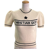 クリスチャン・ディオール Christian Dior ロゴショートスリーブ ニットセーター 154S09AM305 クリーム カシミヤ レディース ニット
