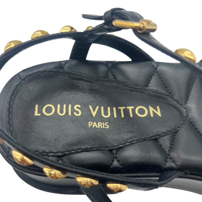 ルイ・ヴィトン LOUIS VUITTON マヤラインプラットフォームサンダル 1ACY36 ブラック×ゴールド レザージャケット レディース サンダル