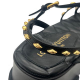 ルイ・ヴィトン LOUIS VUITTON マヤラインプラットフォームサンダル 1ACY36 ブラック×ゴールド レザージャケット レディース サンダル