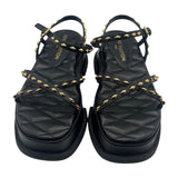 ルイ・ヴィトン LOUIS VUITTON マヤラインプラットフォームサンダル 1ACY36 ブラック×ゴールド レザージャケット レディース サンダル