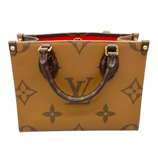 ルイ・ヴィトン LOUIS VUITTON オンザゴーPM M46373 ブラウン モノグラム・ジャイアント・リバース キャンバス レディース ハンドバッグ