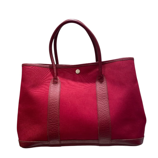 エルメス HERMES ガーデンパーティMM ▫J刻 ルージュ トワル・ブッフル レディース トートバッグ