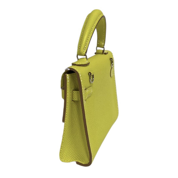 エルメス HERMES タイニーケリー □O刻 ライム シルバー金具 エプソン レディース ハンドバッグ