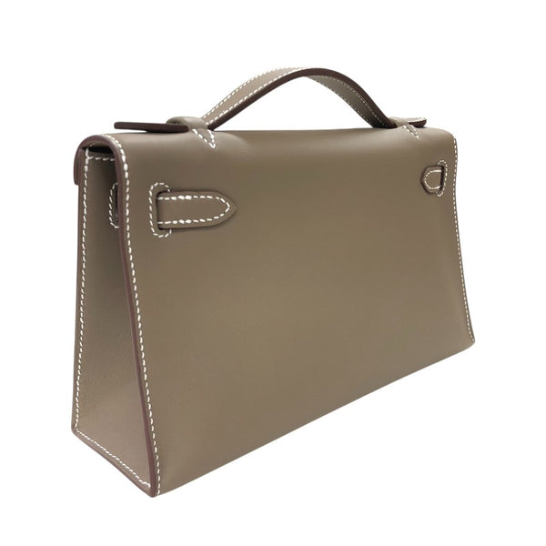 エルメス HERMES ポシェットケリー W刻 エトゥープ シルバー金具 スイフト レディース ハンドバッグ