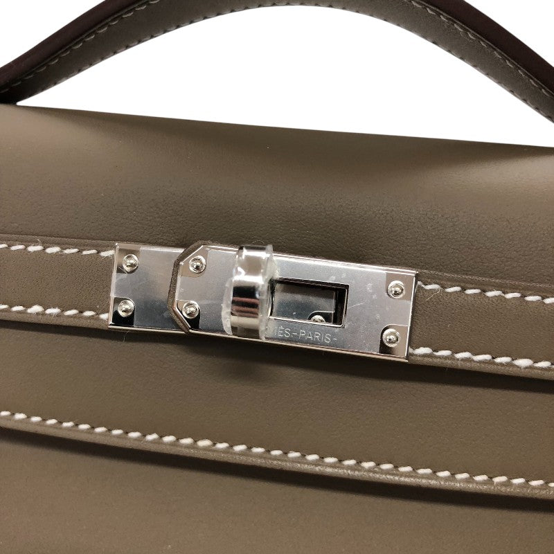 エルメス HERMES ポシェットケリー W刻 エトゥープ シルバー金具