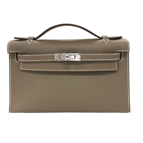 エルメス HERMES ポシェットケリー W刻 エトゥープ シルバー金具 スイフト レディース ハンドバッグ