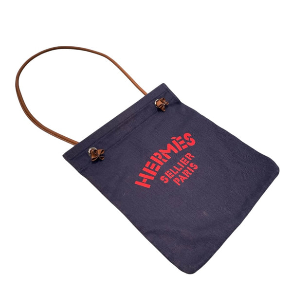 エルメス HERMES アリーヌMM D刻 ネイビー/ゴールド トワル・スイフト レディース ハンドバッグ