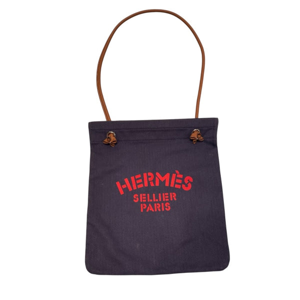 エルメス HERMES アリーヌMM D刻 ネイビー/ゴールド トワル・スイフト レディース ハンドバッグ