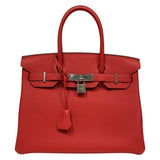 エルメス HERMES バーキン30 D刻 ルージュクー シルバー金具 トゴ レディース ハンドバッグ
