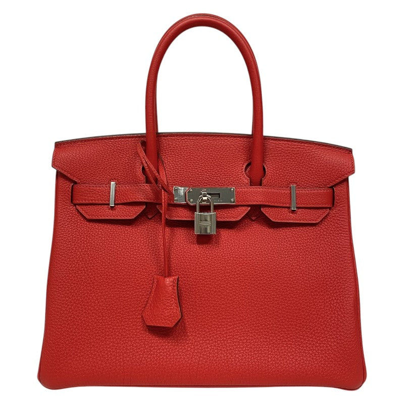 エルメス HERMES バーキン30 D刻 ルージュクー シルバー金具 トゴ レディース ハンドバッグ