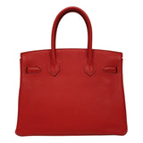 エルメス HERMES バーキン30 D刻 ルージュクー シルバー金具 トゴ レディース ハンドバッグ