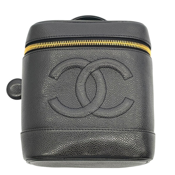 シャネル CHANEL ココマーク バニティバッグ A01998 ブラック キャビアスキン レディース ハンドバッグ