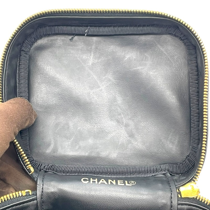 シャネル CHANEL ココマーク バニティバッグ A01998 ブラック キャビアスキン レディース ハンドバッグ